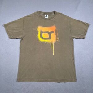 Bassrush T Shirt Men Large Olive Green Y2K Drum and Bass DNB Insomniac Raver Tee